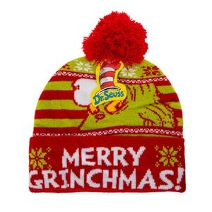 Grinch Merry‎ Christmas Cuffed Pom Beanie Holiday Winter Ski Hat NWT
O